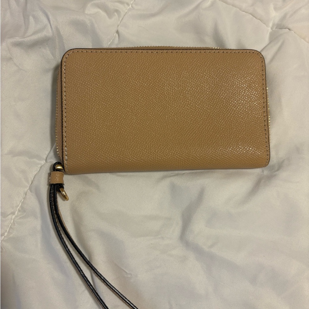 Coach Beige Leather Wristlet with Gold Accents - Picture 7 of 7